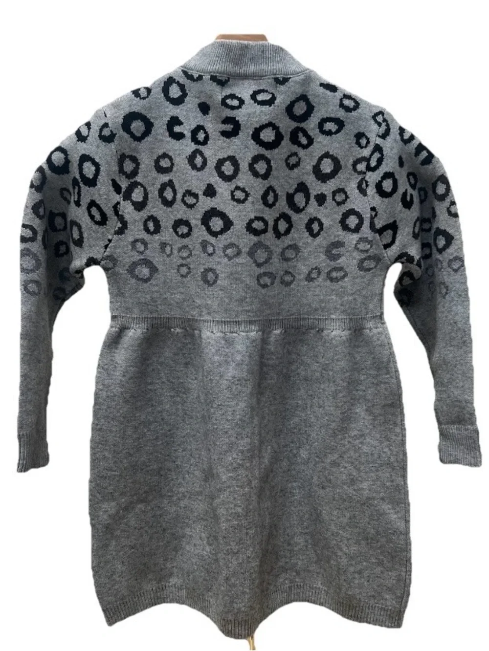 Girls’ Gray Leopard Print Sweater Dress 6